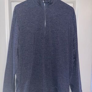 johnnie-O Navy Striped 1/4 Zip-Up Pullover Sweater